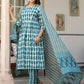 Janasya Dark Cotton Abstract A-Line Kurta Set | Swadesiicart