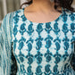 Janasya Dark Cotton Abstract A-Line Kurta Set | Swadesiicart