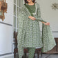 Janasya Dark Cotton Floral A-Line Kurta Set | Swadesiicart