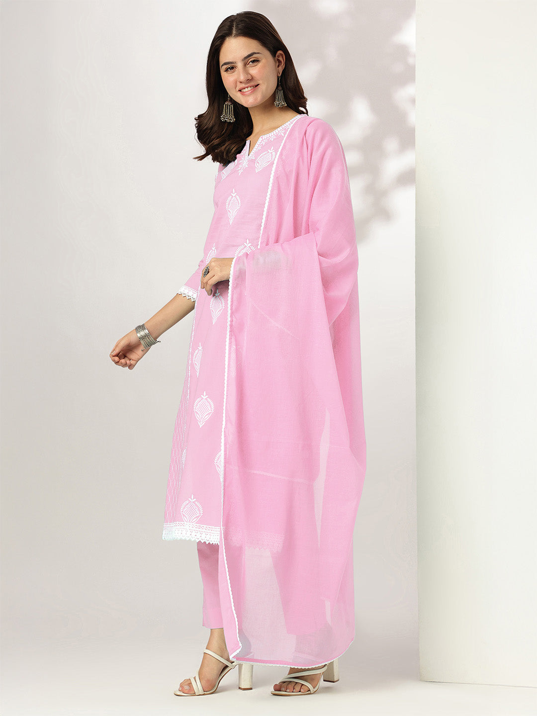 Janasya Light Cotton Embroidered Straight Kurta Set | Swadesiicart