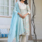 Janasya Light Cotton Yoke Embroidery A-Line Kurta Set | Swadesiicart