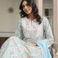 Janasya Light Cotton Yoke Embroidery A-Line Kurta Set | Swadesiicart