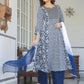 Janasya Dark Rayon Floral A-Line Kurta Set | Swadesiicart
