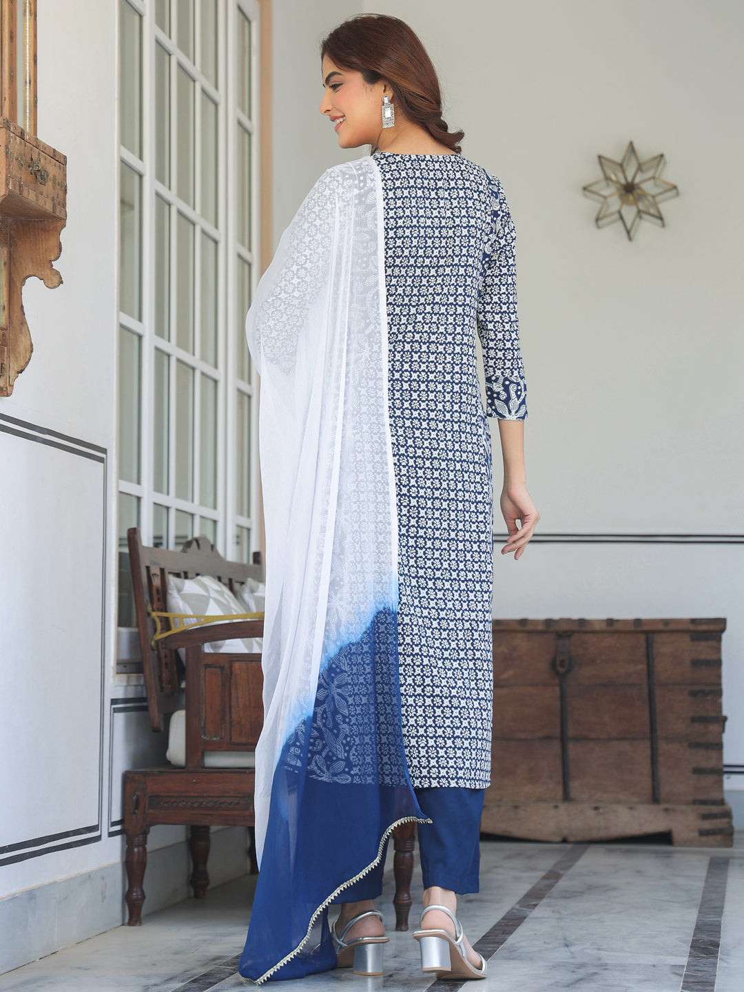 Janasya Dark Rayon Floral A-Line Kurta Set | Swadesiicart
