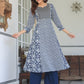 Janasya Dark Rayon Floral A-Line Kurta Set | Swadesiicart