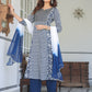 Janasya Dark Rayon Floral A-Line Kurta Set | Swadesiicart