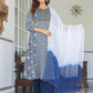 Janasya Dark Rayon Floral A-Line Kurta Set | Swadesiicart