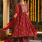 Janasya Dark Georgette Yoke Embroidery A-Line Kurta Set | Swadesiicart