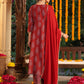 Janasya Dark Georgette Yoke Embroidery A-Line Kurta Set | Swadesiicart