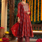 Janasya Dark Georgette Yoke Embroidery A-Line Kurta Set | Swadesiicart