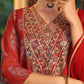 Janasya Dark Georgette Yoke Embroidery A-Line Kurta Set | Swadesiicart