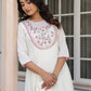 Janasya Light Cotton Yoke Embroidery A-Line Kurta Set | Swadesiicart
