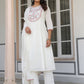 Janasya Light Cotton Yoke Embroidery A-Line Kurta Set | Swadesiicart