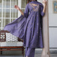 Janasya Dark Cotton Embroidered A-Line Kurta Set | Swadesiicart