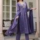 Janasya Dark Cotton Embroidered A-Line Kurta Set | Swadesiicart