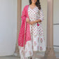 Janasya Light Cotton Floral Angrakha Kurta Set | Swadesiicart