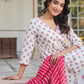 Janasya Light Cotton Floral Angrakha Kurta Set | Swadesiicart