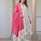 Janasya Light Cotton Floral Angrakha Kurta Set | Swadesiicart