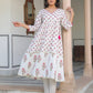 Janasya Light Cotton Floral Angrakha Kurta Set | Swadesiicart