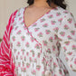 Janasya Light Cotton Floral Angrakha Kurta Set | Swadesiicart