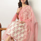Janasya Light Cotton Floral A-Line Kurta Set | Swadesiicart