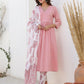 Janasya Light Cotton Embellished A-Line Kurta Set | Swadesiicart
