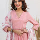 Janasya Light Cotton Embellished A-Line Kurta Set | Swadesiicart