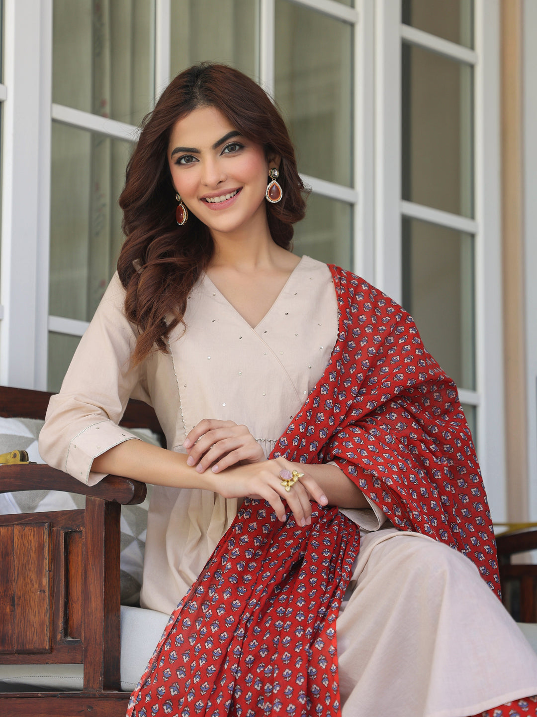 Janasya Light Cotton Solid A-Line Kurta Set | Swadesiicart