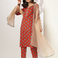 Janasya Bright Cotton Floral Straight Kurta Set | Swadesiicart