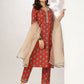 Janasya Bright Cotton Floral Straight Kurta Set | Swadesiicart