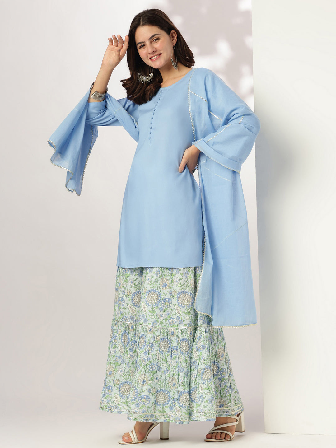 Janasya Light Rayon Solid Straight Kurta Set | Swadesiicart