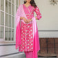 Janasya Bright Cotton Floral A-Line Kurta Set | Swadesiicart
