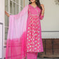 Janasya Bright Cotton Floral A-Line Kurta Set | Swadesiicart