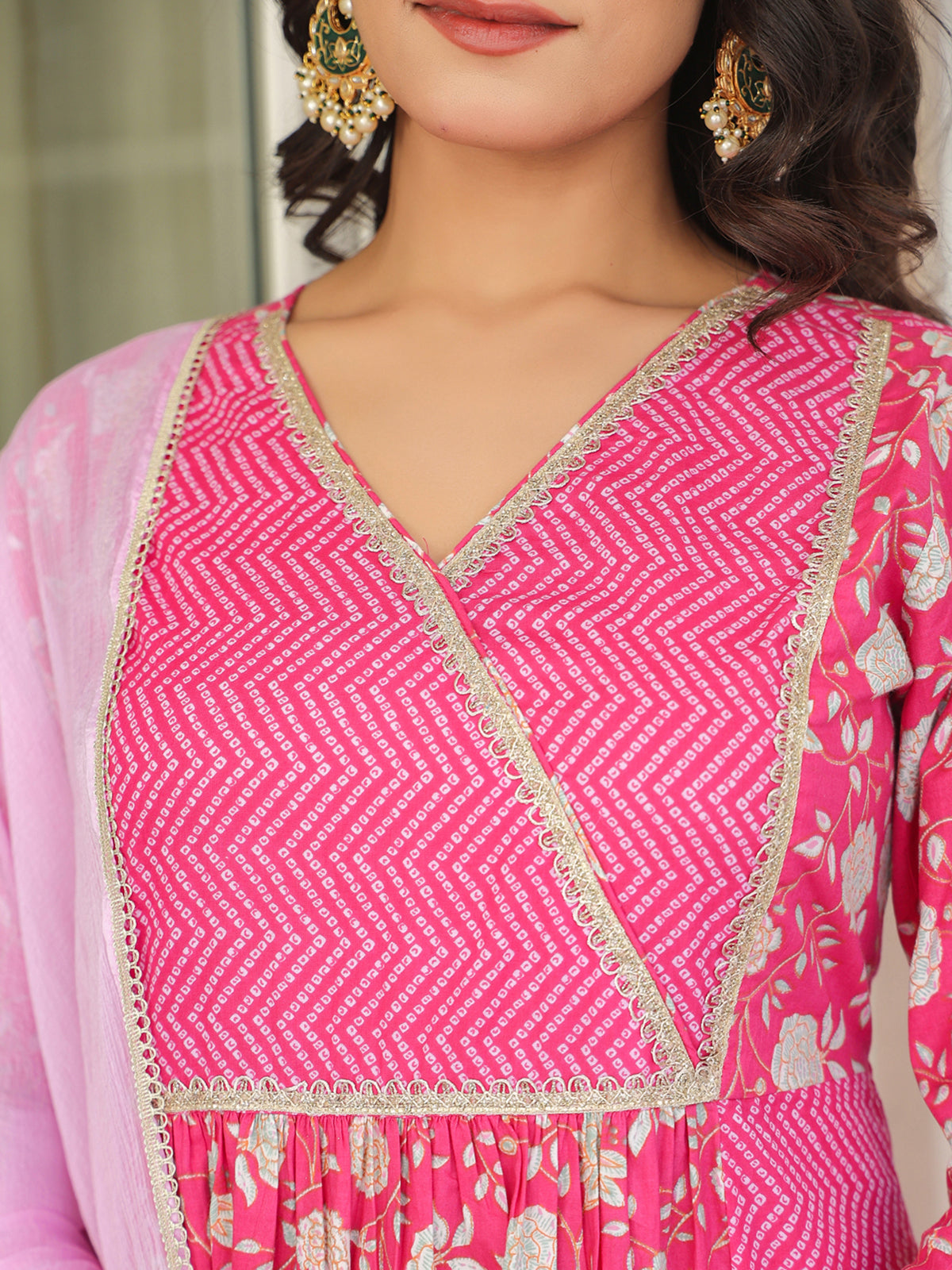 Janasya Bright Cotton Floral A-Line Kurta Set | Swadesiicart