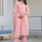 Janasya Light Cotton Embroidered A-Line Kurta Set | Swadesiicart