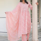Janasya Light Cotton Embroidered A-Line Kurta Set | Swadesiicart