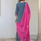 Janasya Dark Cotton Ethnic Motifs A-Line Kurta Set | Swadesiicart
