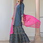 Janasya Dark Cotton Ethnic Motifs A-Line Kurta Set | Swadesiicart
