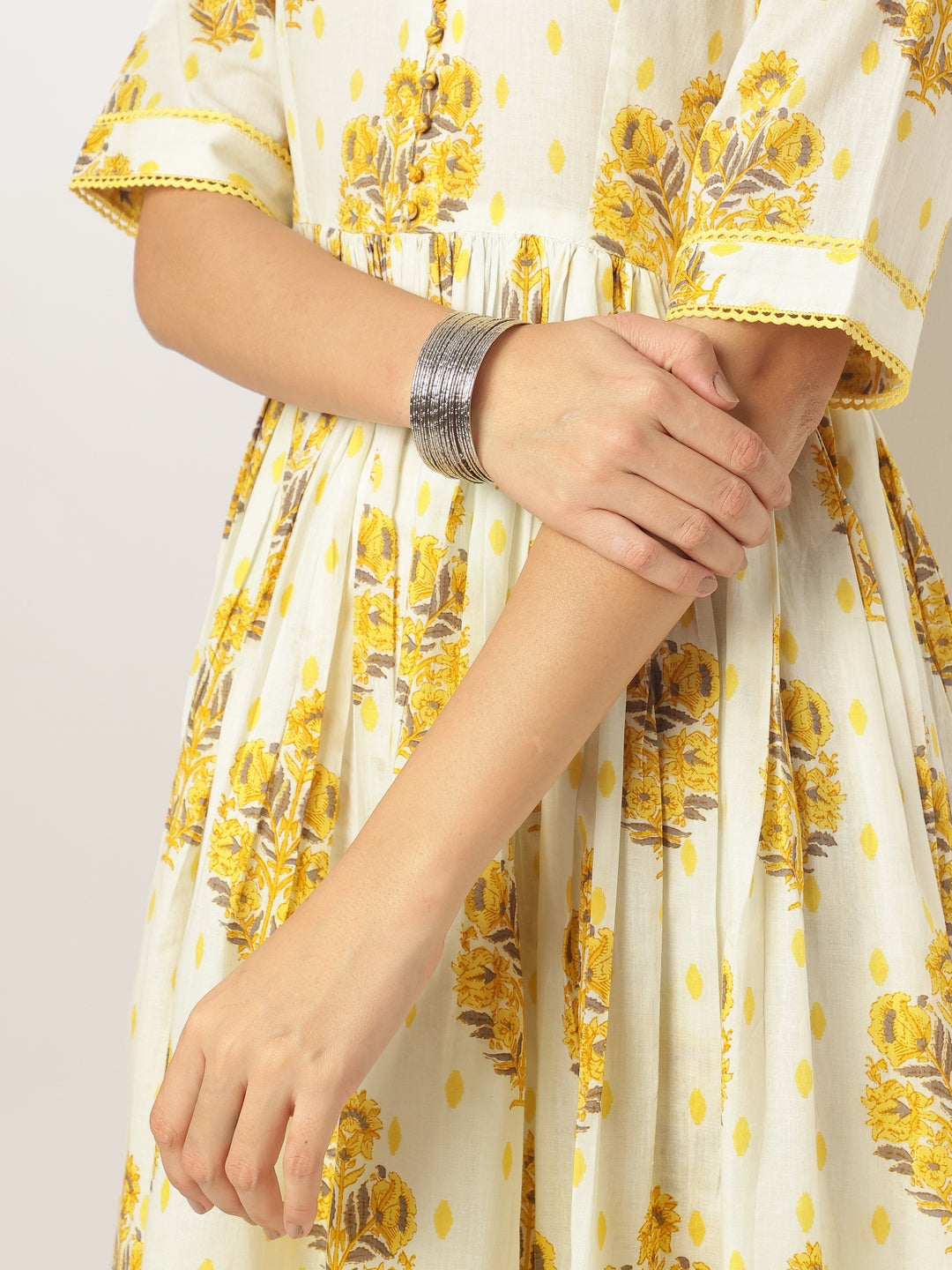 Janasya Light Cotton Floral A-Line Kurta Set | Swadesiicart