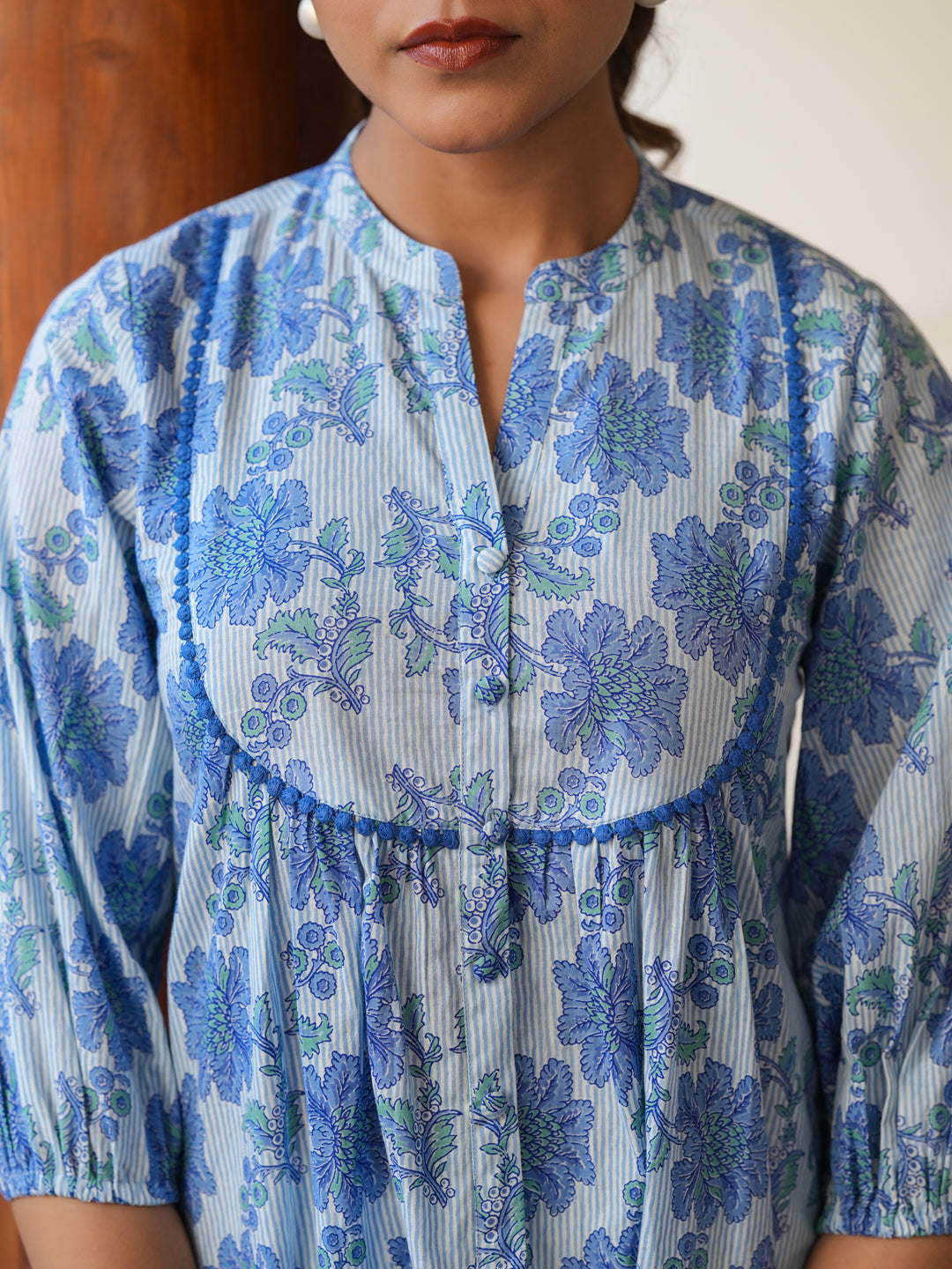 Janasya Light Cotton Floral A-Line Top | Swadesiicart