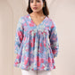 Janasya Light Cotton Floral A-Line Top | Swadesiicart