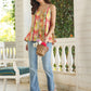 Janasya Bright Cotton Floral A-Line Top | Swadesiicart
