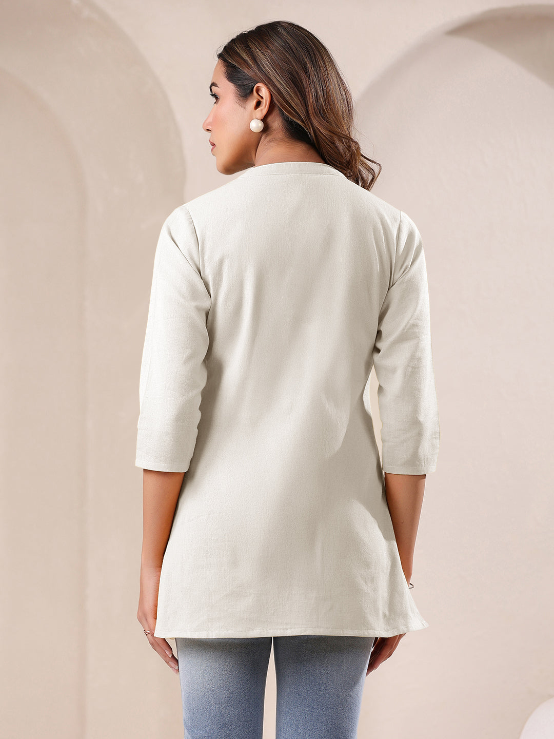 Janasya Light Cotton Solid Straight Top | Swadesiicart