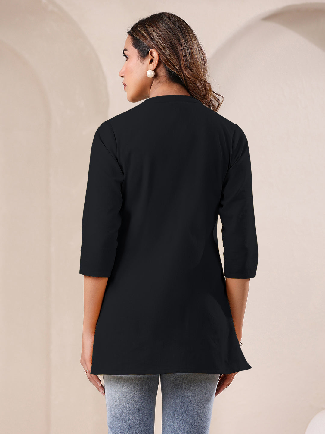 Janasya Light Cotton Solid A-Line Top | Swadesiicart
