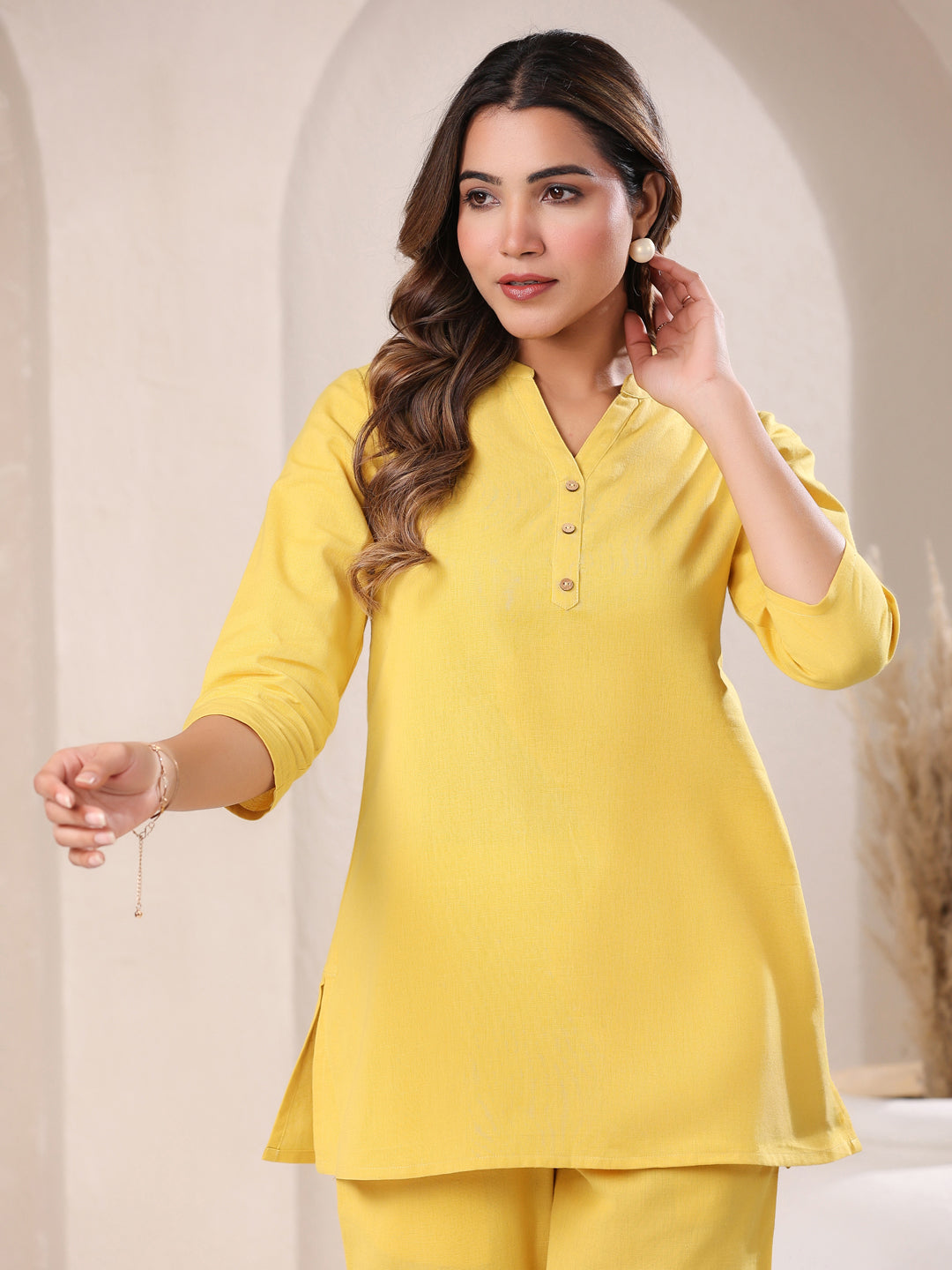 Janasya Light Cotton Solid A-Line Top | Swadesiicart