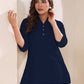 Janasya Dark Cotton Solid A-Line Top | Swadesiicart