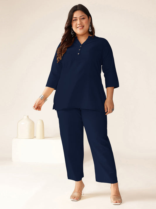 Janasya Dark Cotton Solid A-Line Top | Swadesiicart