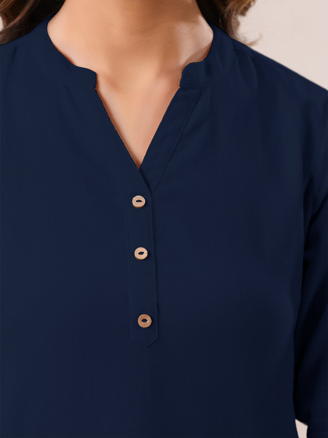 Janasya Dark Cotton Solid A-Line Top | Swadesiicart
