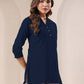 Janasya Dark Cotton Solid A-Line Top | Swadesiicart