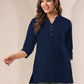 Janasya Dark Cotton Solid A-Line Top | Swadesiicart